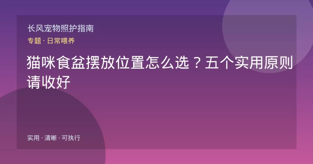 猫咪食盆摆放位置怎么选？五个实用原则请收好
